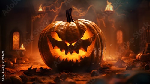 Halloween website banner with scary dark background generative ai