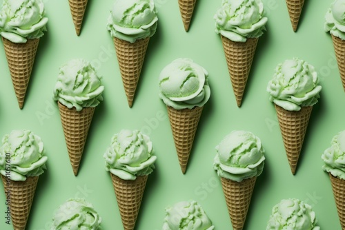 Green ice cream pattern tasty. Generate Ai