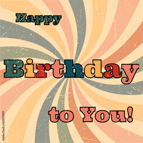 retro, vintage card happy birthday to you
