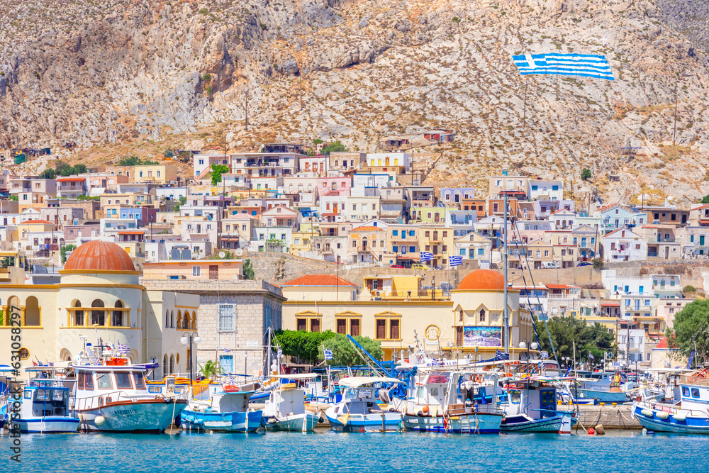 Scenic Pothia the capital of Kalymnos island, Dodecanese, Greece