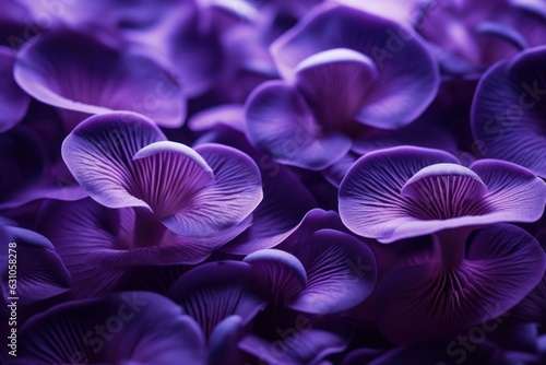 Purple macro mushrooms. Generate Ai