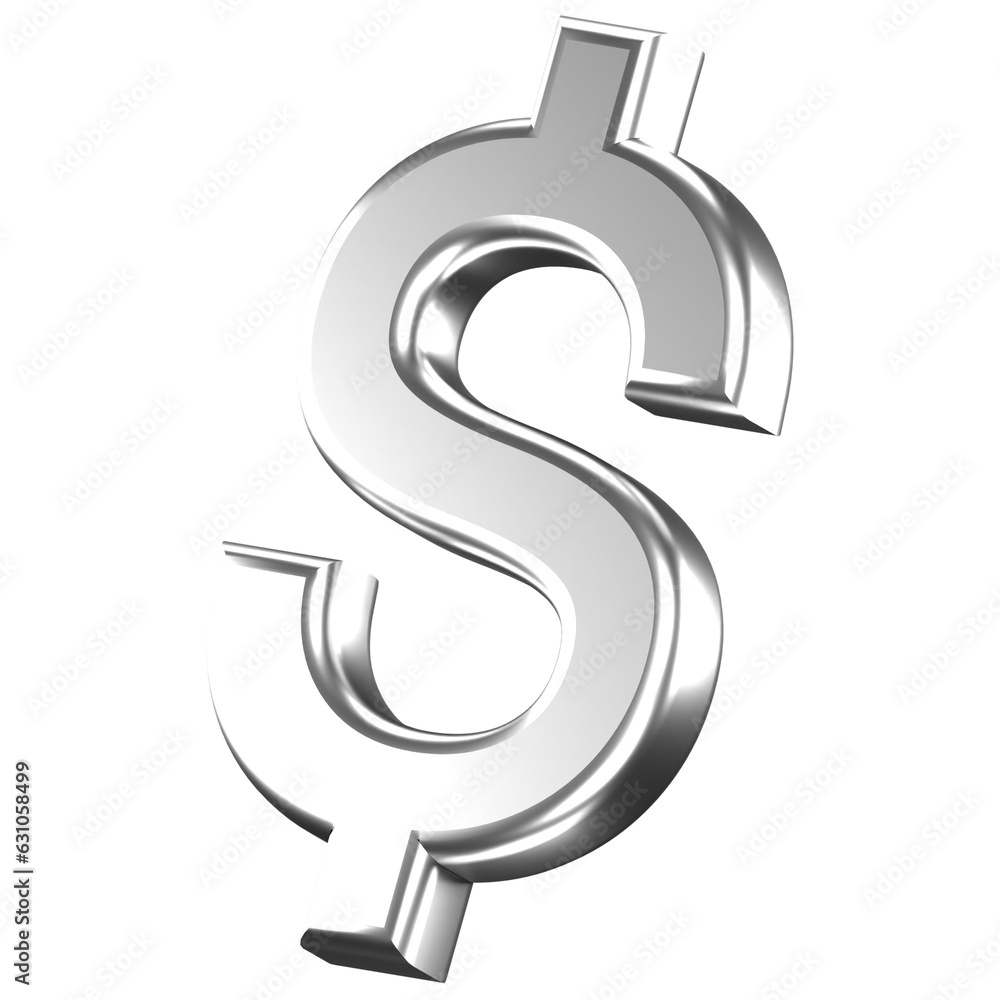 3d icon of a silver dollar sign 3d icon of a silver dollar sign