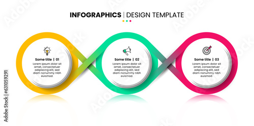 Infographic template. 3 connected circles with icons