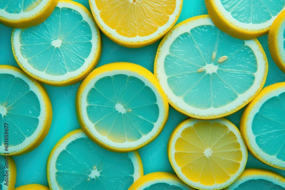 Turquoise lemon citrus background. Generate Ai Turquoise lemon citrus background. Generate Ai
