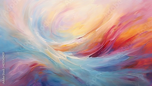 Oil swirling multi-colored brush strokes painting abstract background.