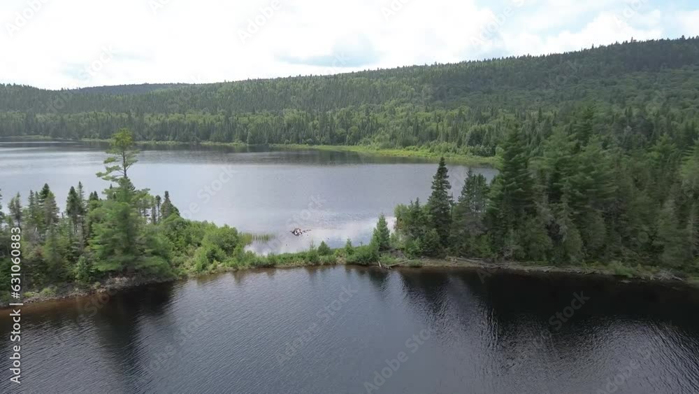 Aerial view of a beautiful and wild fishing lake in the province of Quebec, Canada Aerial view of a beautiful and wild fishing lake in the province of Quebec, Canada
