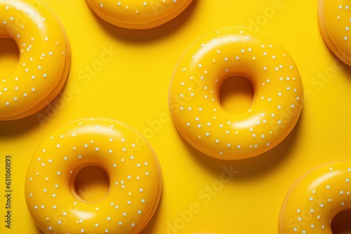 Yellow donut pattern. Generate Ai photo
