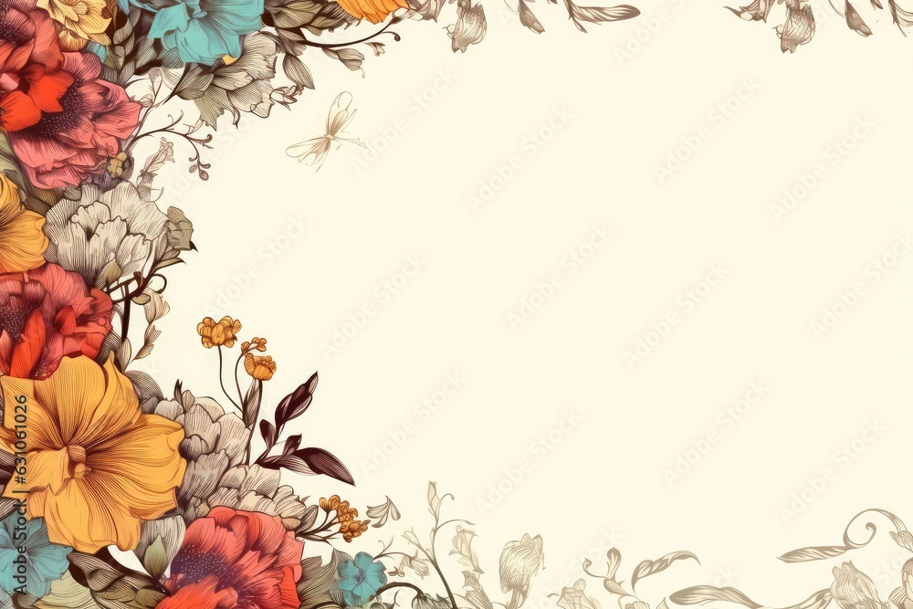 Fototapeta premium Wedding invitation backround rustic farmstyle field flowers.