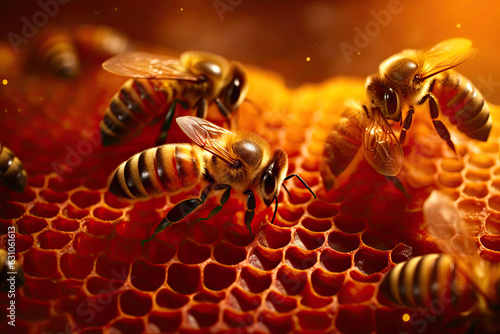 Honeybees Crafting Honeycomb © Andrii 