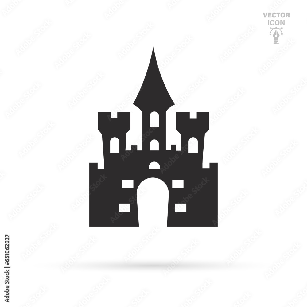 Castle Tower icon. Vector illustration of logo isolated on white background	
