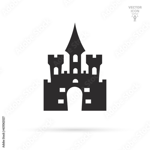 Castle Tower icon. Vector illustration of logo isolated on white background 