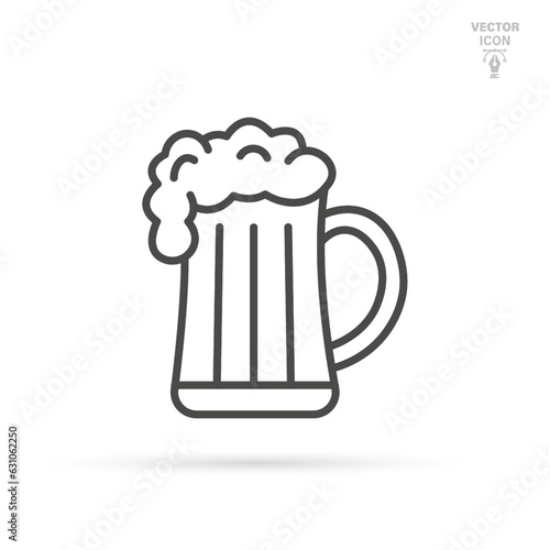 Beer mug line icon, oktoberfest and alcohol, beer glass icon, alcohol drink. Isolated vector illustration