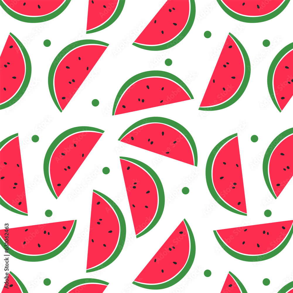 Watermelon pattern illustration. Pieces of watermelon, on white background Watermelon pattern illustration. Pieces of watermelon, on white background