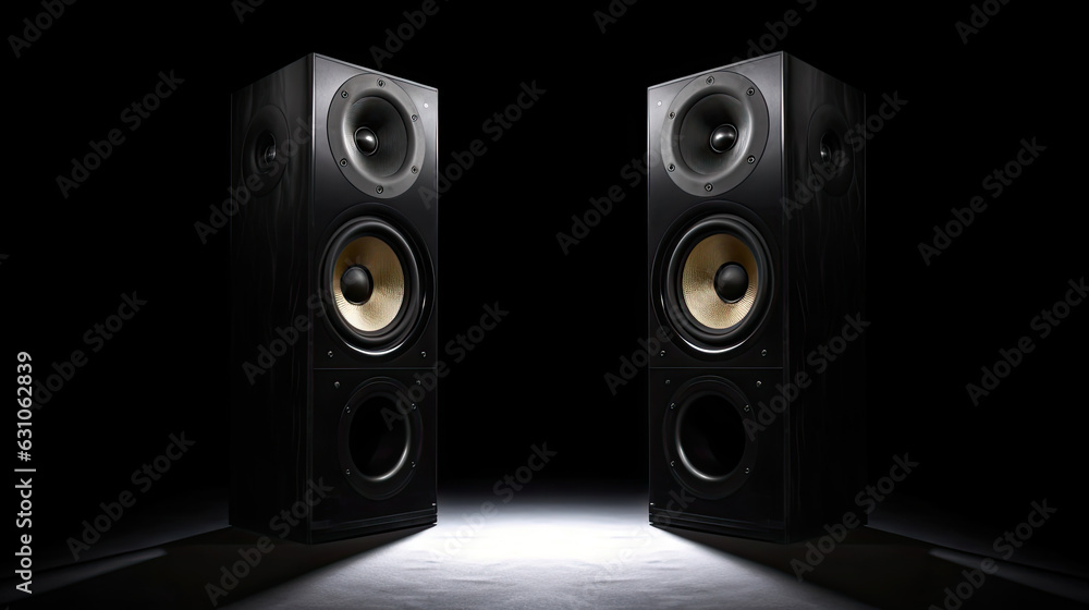 Dual Speakers on Dark Background Dual Speakers on Dark Background