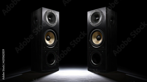 Dual Speakers on Dark Background