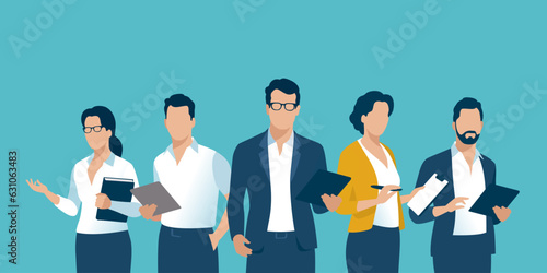 The leader and his team. Business vector illustration. photo