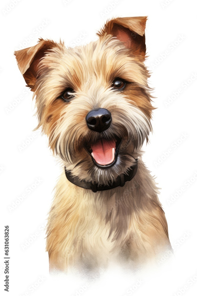 watercolor painted cute dog , realistic style, isolated on white , AI Generated
