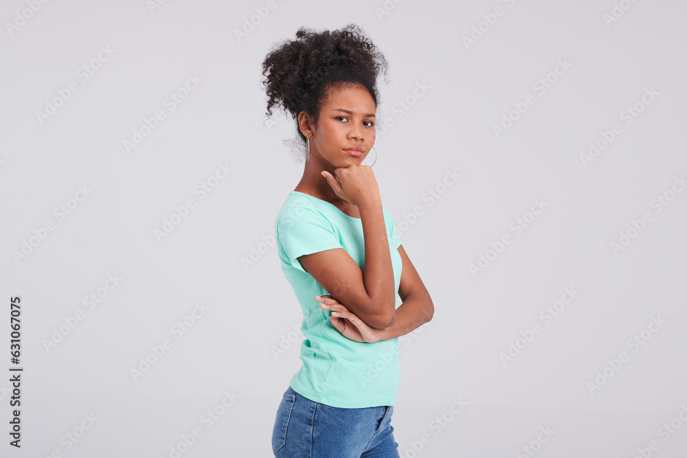 Striking a fierce pose, a woman dons mint shirt and blue jeans, infusing her studio fashion session with bold allure. Striking a fierce pose, a woman dons mint shirt and blue jeans, infusing her studio fashion session with bold allure.