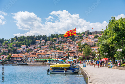 The promenade walkway along Lake Ohrid in Macedonia during the Summer