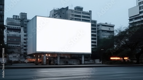 Banner billboard mockup for advertising in city.