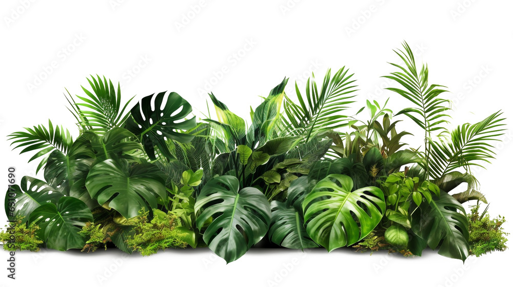 Tropical foliage plant bush (Monstera, palm leaves, Calathea, Cordyline or Hawaiian Ti plant, ferns, and fir) floral arrangement indoors garden nature backdrop made with AI generative technology Tropical foliage plant bush (Monstera, palm leaves, Calathea, Cordyline or Hawaiian Ti plant, ferns, and fir) floral arrangement indoors garden nature backdrop made with AI generative technology