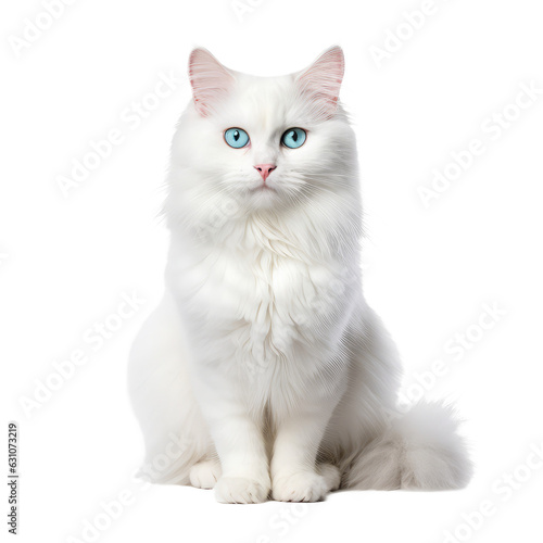 cat looking isolated on white photo