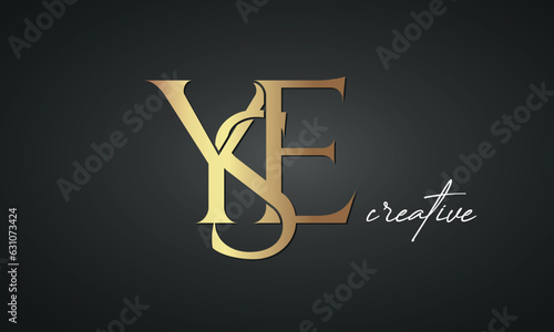 luxury letters YSE golden logo icon premium monogram, creative royal logo design	 photo