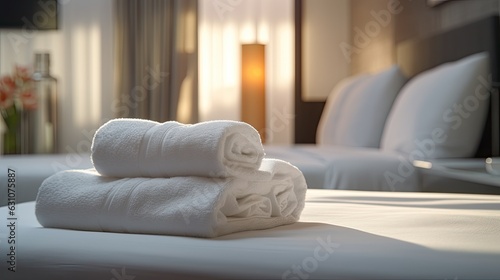 white towel in the hotel bedroom  © kimly