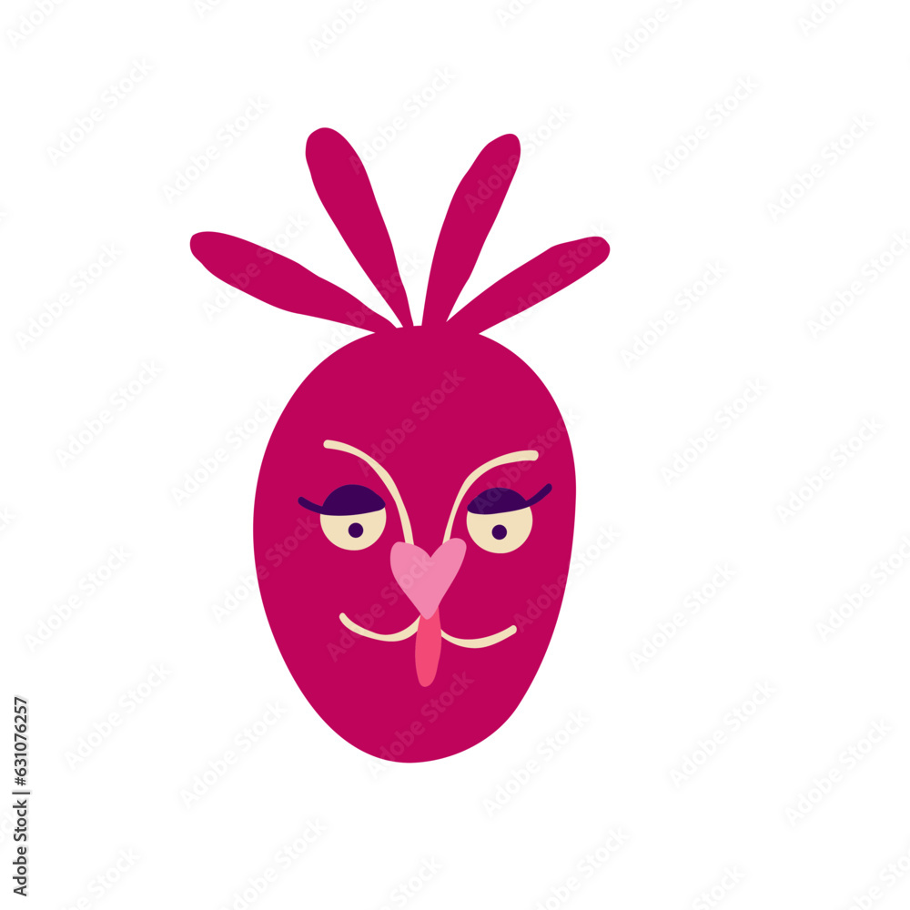 Funny quirky charming beet with a cute face. beetroot character. Illustration in a modern drawn childish style