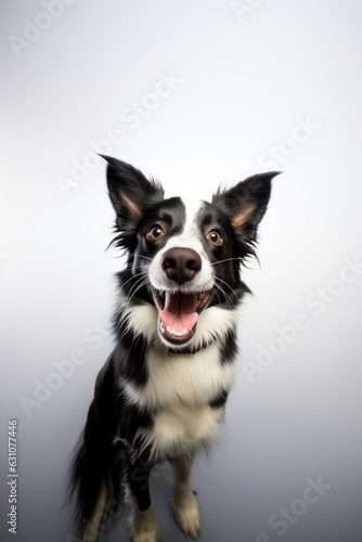 Exuberant Border Collie on White Backdrop. An excited Border Collie with a lively gaze against a white background. © AI Visual Vault