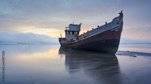 Old abandon boat in the sea