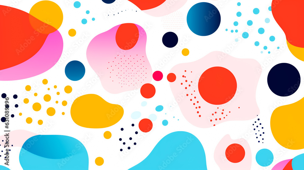 Colorful geometric shapes in Risograph texture style. Retro colors and shapes for backgrounds. Isolated on a white background.