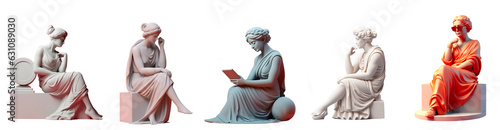 Modern Thinking Woman, Greek Roman Style Statue, Contemplation Digital Concept Render Isolated Template