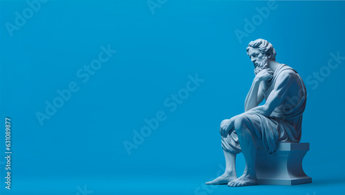 Thinking Man, Stoic Philosopher Greek Roman Style Statue, Modern Renaissance Digital Concept Render