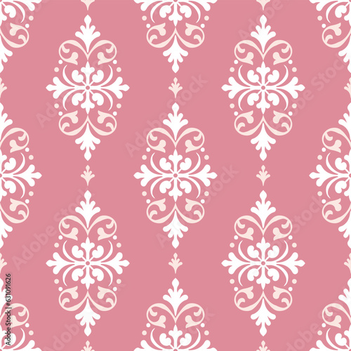 Pink and white luxury vector seamless pattern. Ornament  Traditional  Ethnic  Arabic  Turkish  Indian motifs. Great for fabric and textile  wallpaper  packaging design or any desired idea.