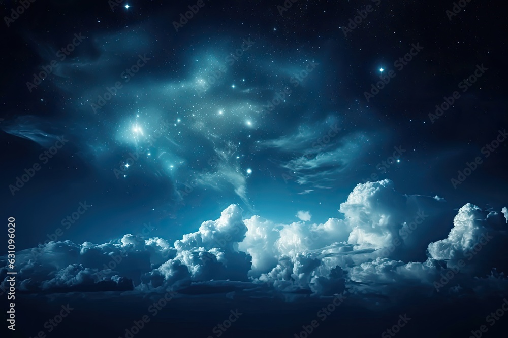 Screensaver backdrop of a blue night sky with stars. Astrology zodiac signs and horoscopes. Generative AI