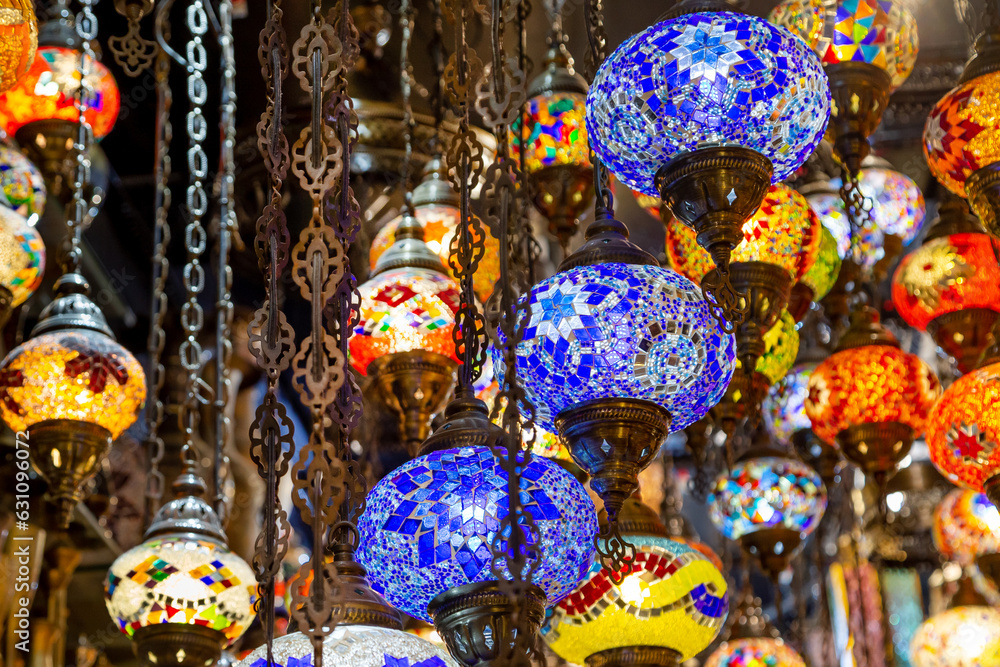 Variety of traditional vintage lanterns with an ornament