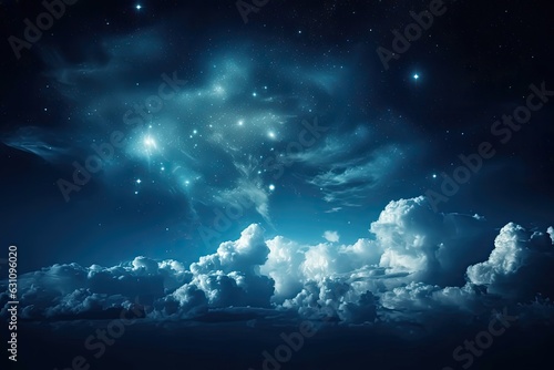 Screensaver backdrop of a blue night sky with stars. Astrology zodiac signs and horoscopes. Generative AI