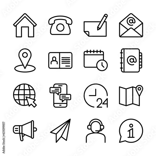 Contact us line icons set vector illustration