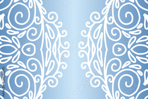 Beautiful colourful  gradient background with white flower leaf line art pattern of indonesian culture traditional batik