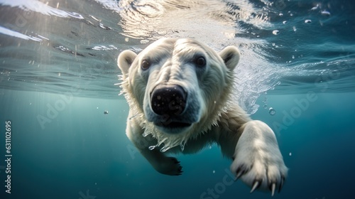 Polar bear swimming made with Ai generative technology