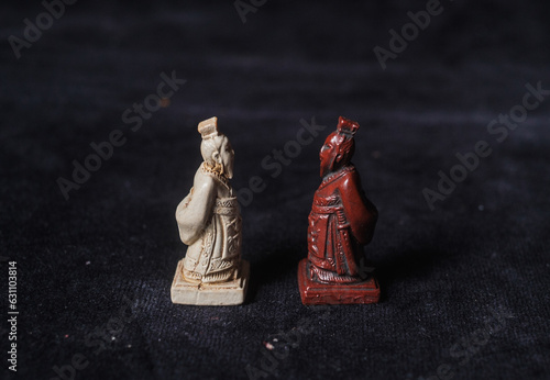 Chinese vintage chess piece portraying Terra cotta army of first emperor of China named Qin Shi Huang