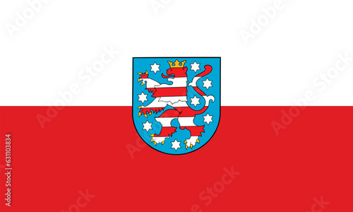 Thuringen flag vector illustration isolated on white background. Province in Germany. Thuringen coat of arms. Thuringia, German. 