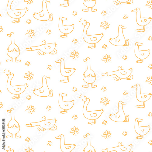 Single color vector pattern of geese, ducks © Iulianna