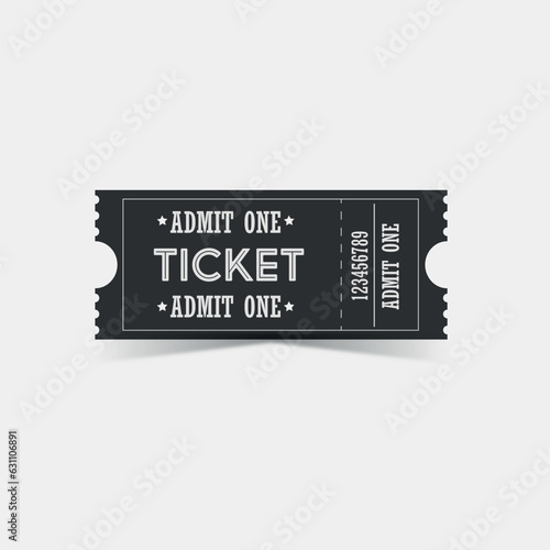Black vintage ticket white background	
