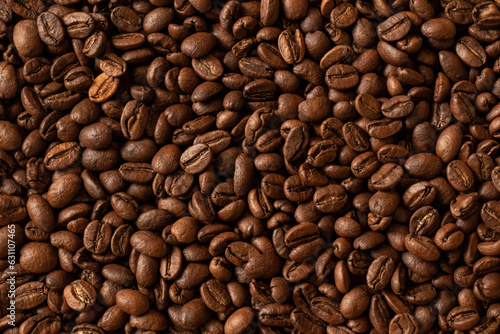 Background of roasted coffee beans with pleasant aroma