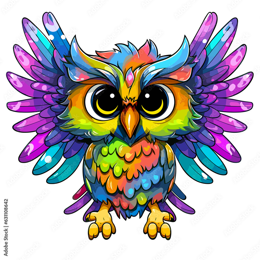Funny owl in vector pop art style. Template for t-shirt Funny owl in vector pop art style. Template for t-shirt