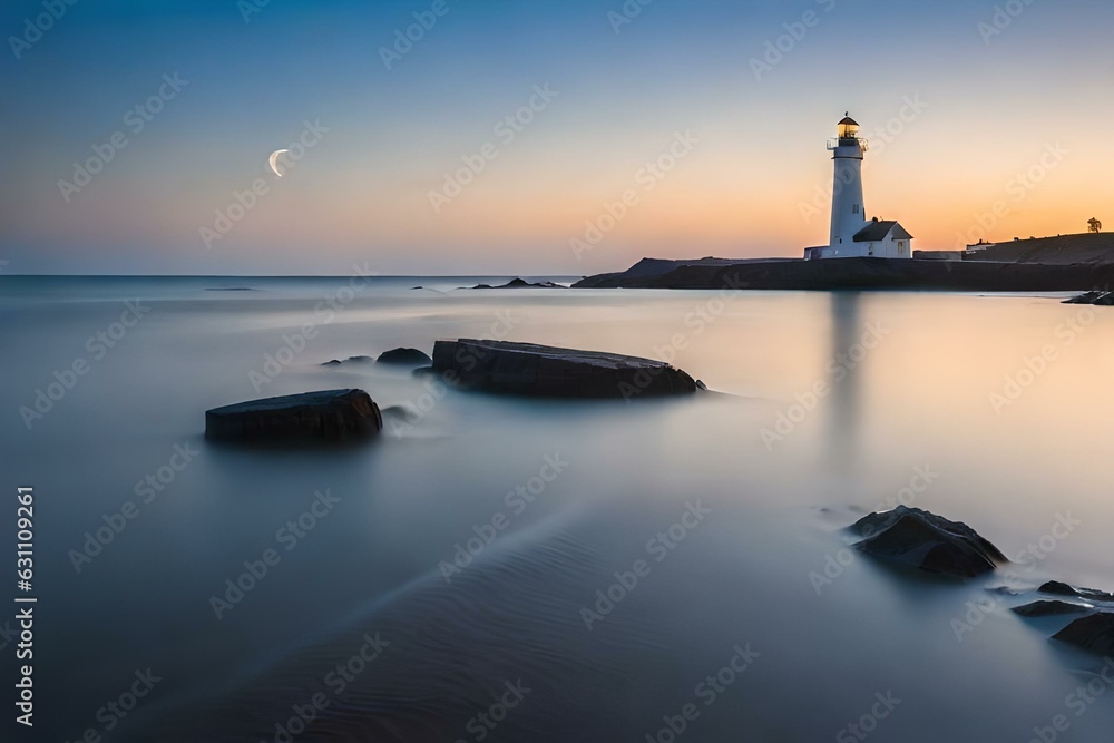 lighthouse at dusk generated ai