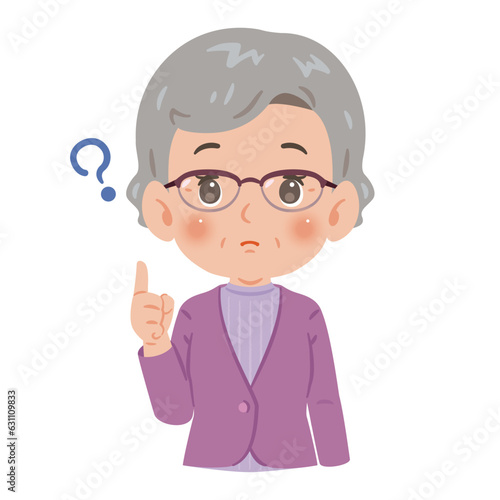 疑問　高齢者の女性　上半身