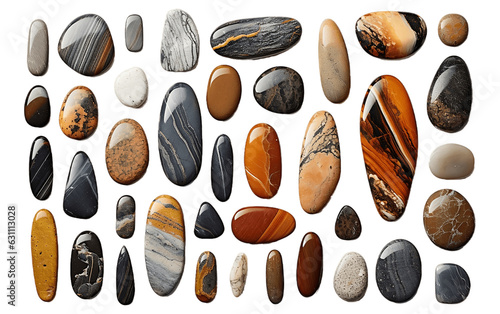 Cutout Natural Stones in Various Shapes. Generative AI